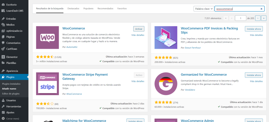 Instalar woocommerce