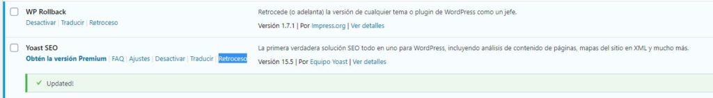 Retroceder un plugin a una versión anterior